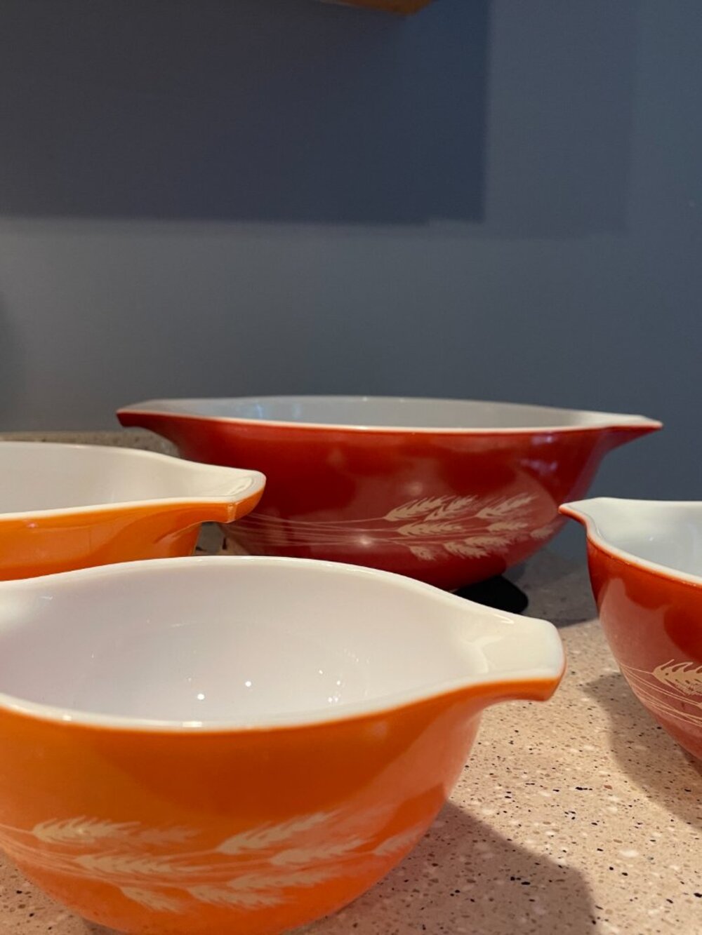 Vintage Orange Wheat Ceramic Mixing Bowl Set of 4